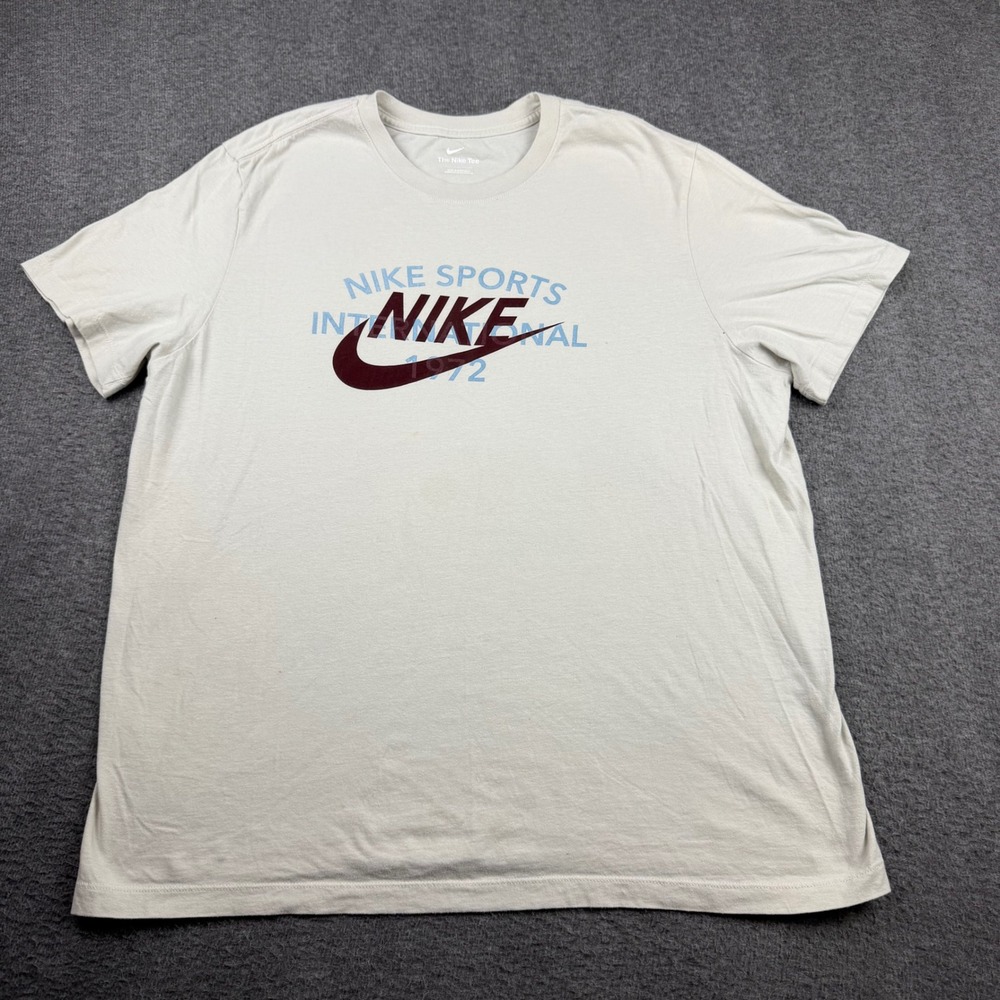 Nike Sports International 1972 Graphic T-Shirt Men's XL Cream Off White Swoosh